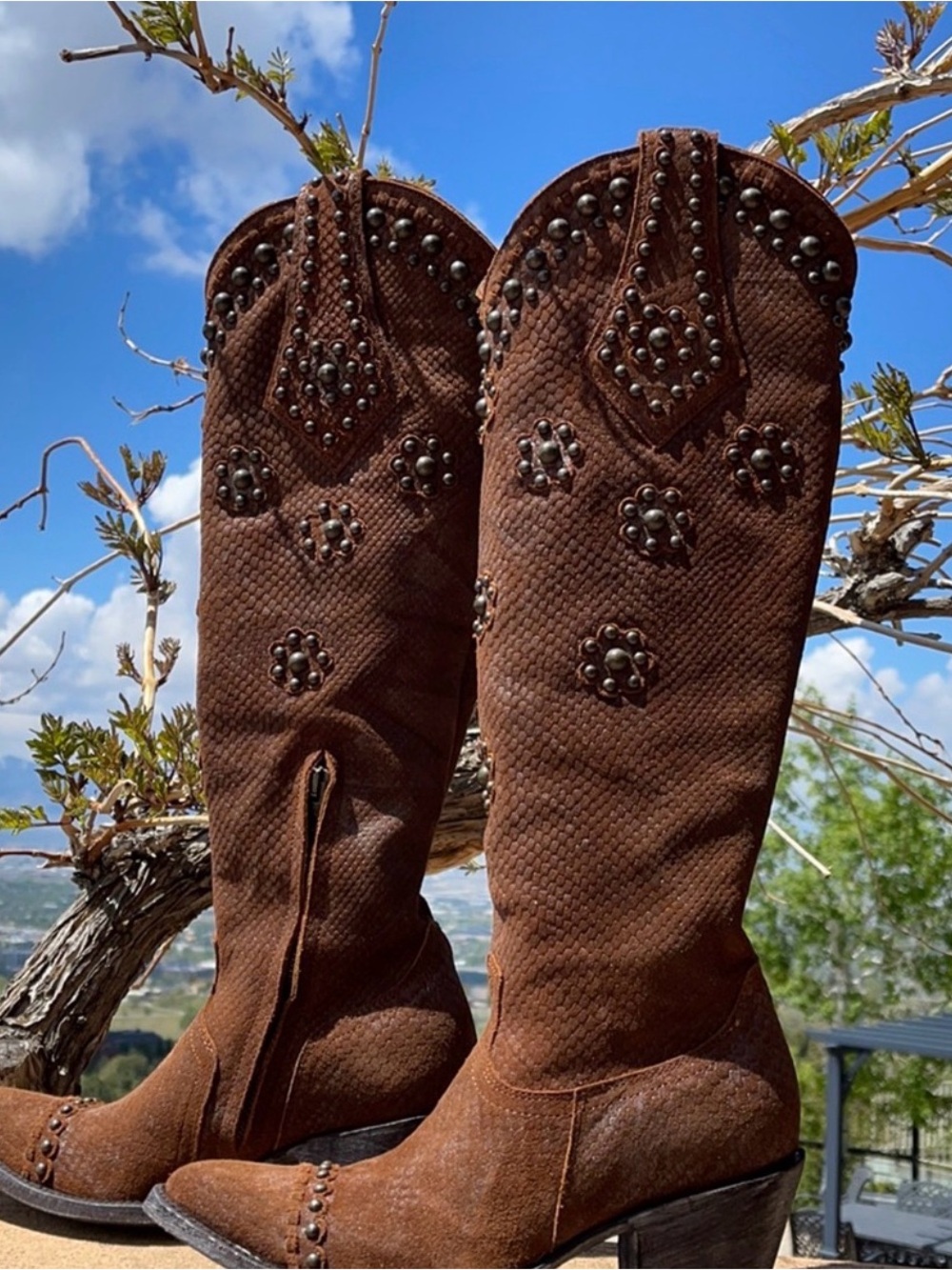 Old Gringo Brown Studded Over-the-Knee Boots